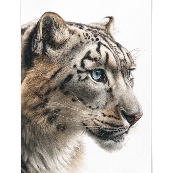 Watercolor Snow Leopard Portrait Wall Art Print, Unframed - Majestic Wilderness - Picture 2 of 7